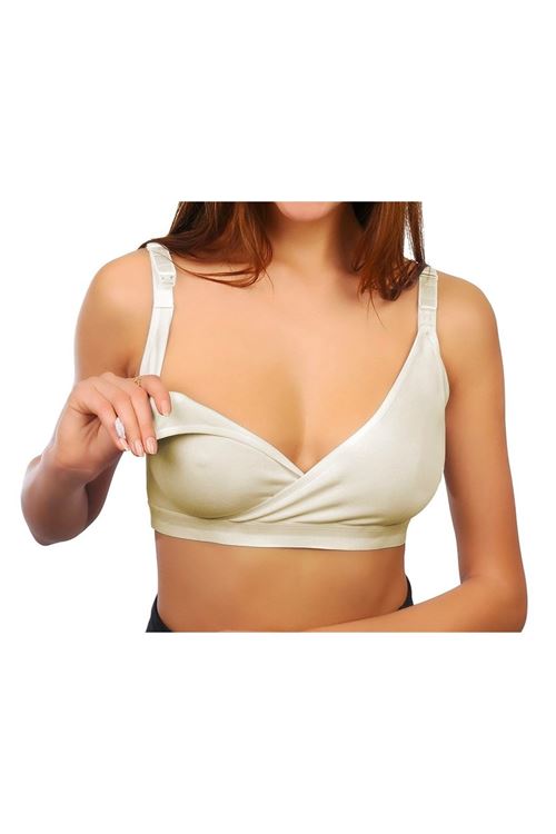 Sema Baby Kruvaze Emzirme Sütyeni Ekru 100 Beden