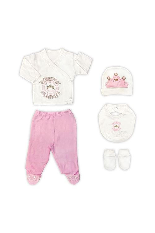 Sema Baby Prenses Lüks 5 Parça Hastane Çıkışı Zıbın Seti