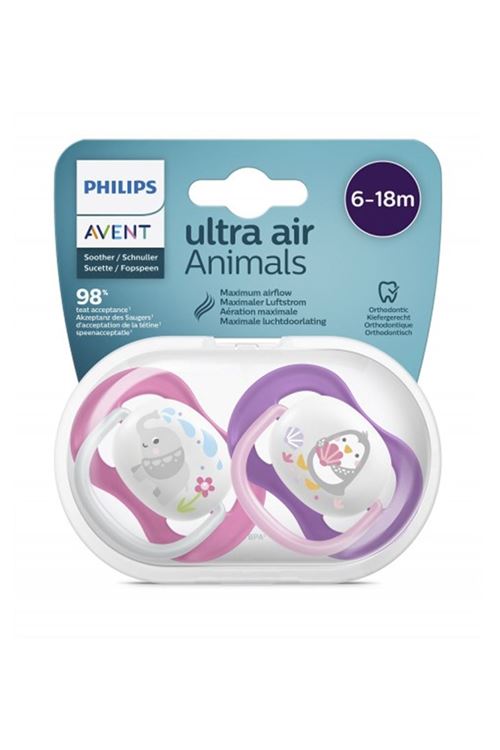 Philips Avent Ultra Air Animals 2li Desenli Emzik 6-18 Ay - Kız