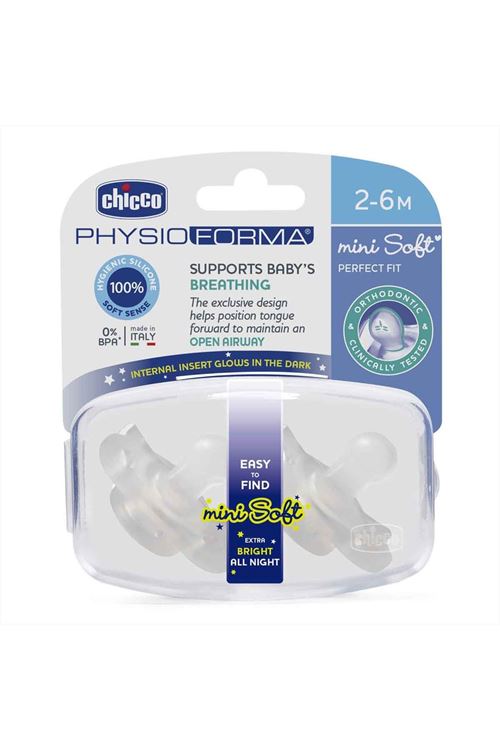 Chicco Gece Parlayan PhysioForma Mini Soft 2'li Emzik 2-6 Ay