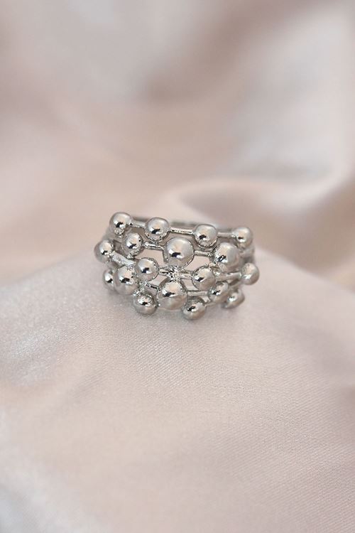 Ayarlamalı Silver Renk Metal Bombeli Boluncuk Model Yüzük
