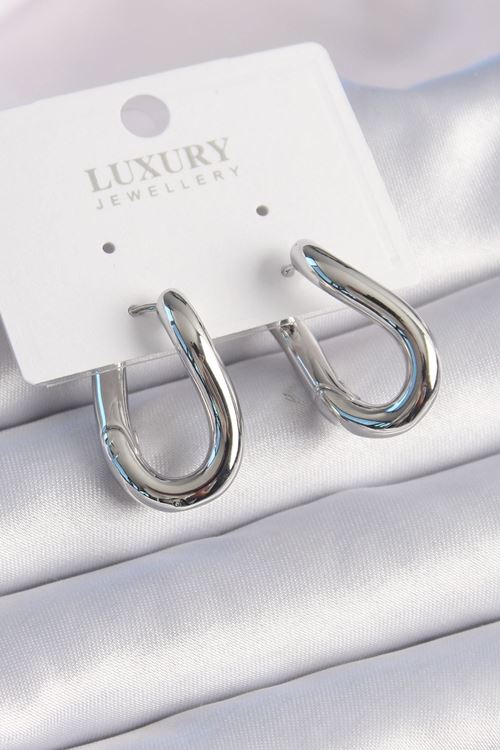 Pirinç Gümüş Renk Halka Model Kadın Küpe