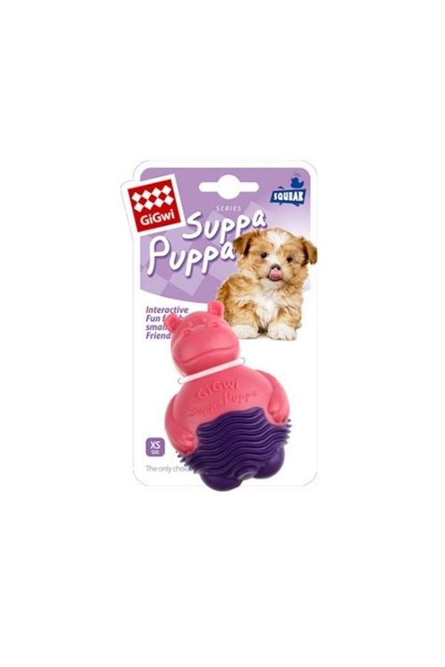 Gigwi Suppa Puppa Hipopotam Plastik Köpek Oyuncağı Pembe/Mor 9x6.5x5 Cm