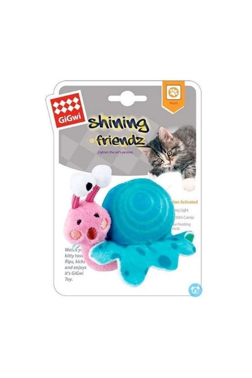 Gigwi Catnipli Işıklı Salyangoz Peluş Kedi Oyuncağı 12 Cm Mavi/Pembe