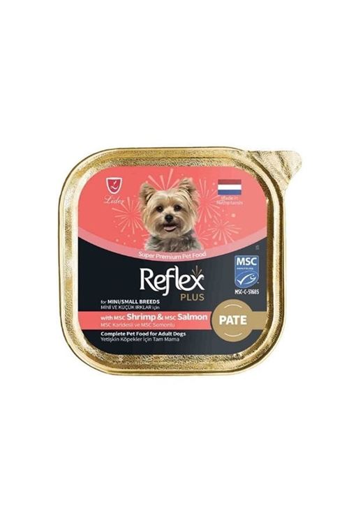 Reflex Plus Pate Karidesli ve Somonlu Küçük Irk Yetişkin Konserve Köpek Maması 85 Gr