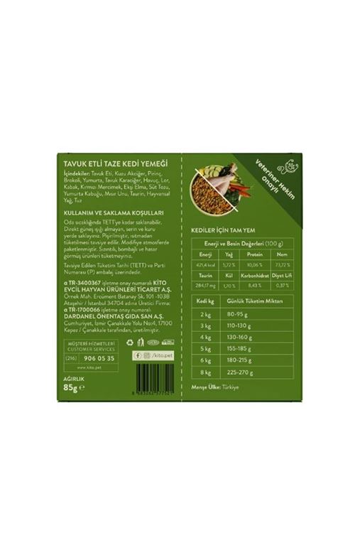 Kito Fresh Kuzu Etli Hipoalerjenik Taze Kedi Yemeği 85 Gr