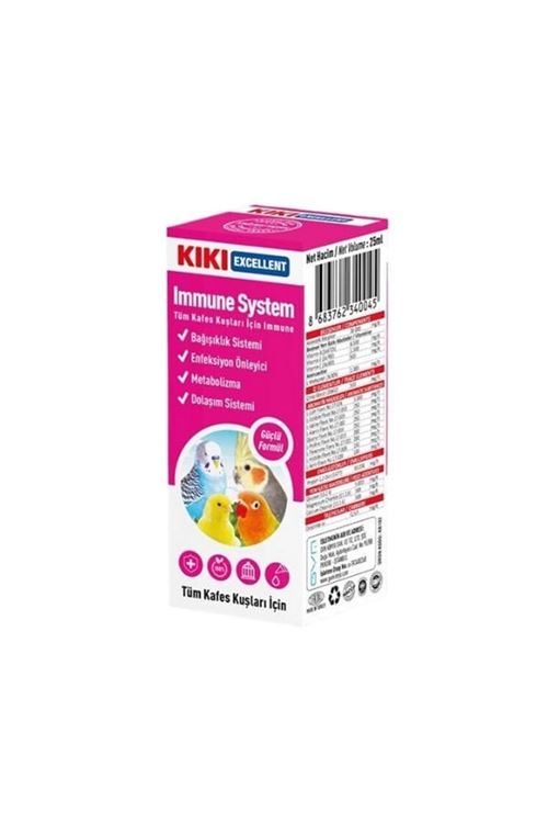 Kiki Excellent Immune System Kuşlar için Bağışıklık Güçlendirici Sıvı Damla 25 Ml
