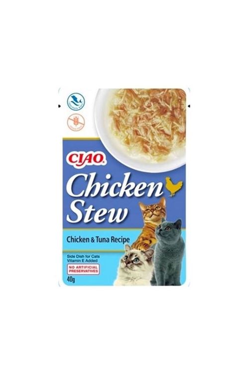 Inaba Ciao Chicken Stew Tavuk Güveçli ve Ton Balıklı Pate Yetişkin Konserve Kedi Maması 40 Gr