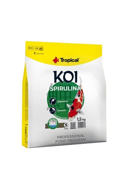 Tropical Spırulına Pellet Koi Balıkları için Spırulına Katkılı Pellet Balık Yemi Small 5 Lt 1.5 Kg