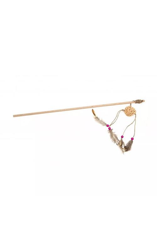 Aquael Ecomfy Toy Gaia Rod Tüylü Ahşap Kedi Oltası Oyuncağı 50 Cm