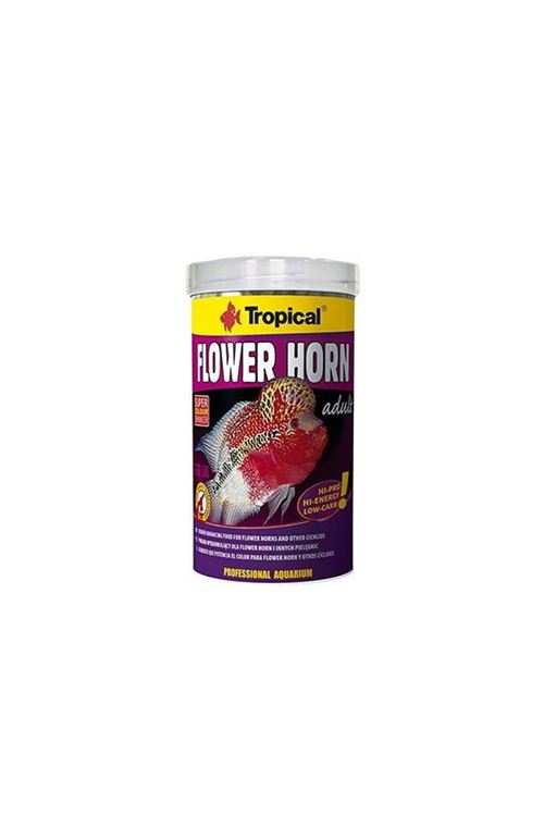 Tropical Flower Horn Adult Çiçek Boynuzlu ve Diğer Cichlid için Renklendirici Pellet Balık Yemi 1000 Ml 380 Gr