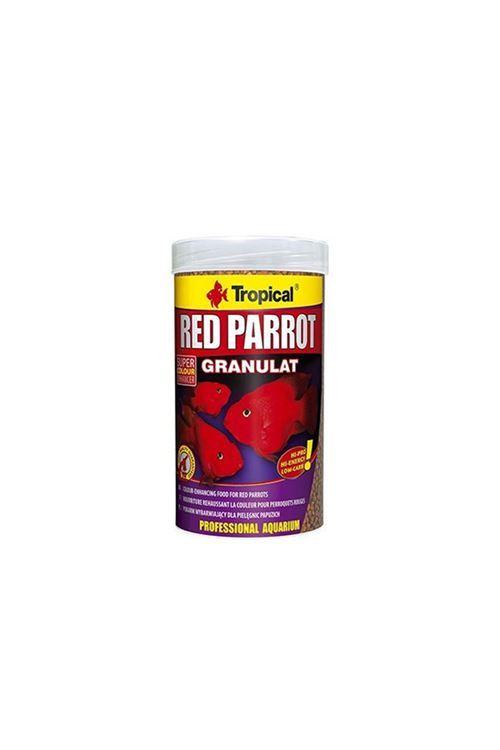 Tropical Red Parrot Granulat Kırmızı Papağan Balıkları için Granül Balık Yemi 250 Ml 100 Gr