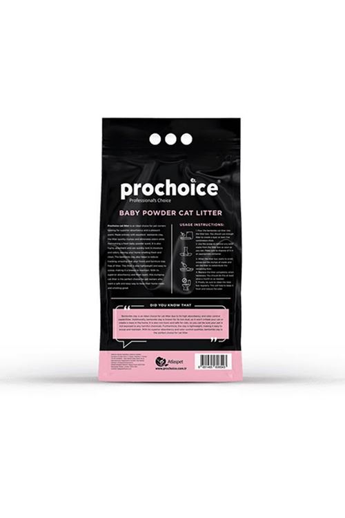 Prochoice Bentonit Bebek Pudralı Topaklanan Doğal Kedi Kumu 10 Lt