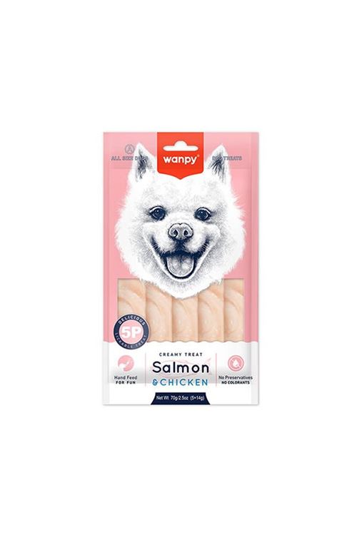 Wanpy Krema Somonlu ve Tavuklu Sıvı Köpek Ödülü 5x14 Gr