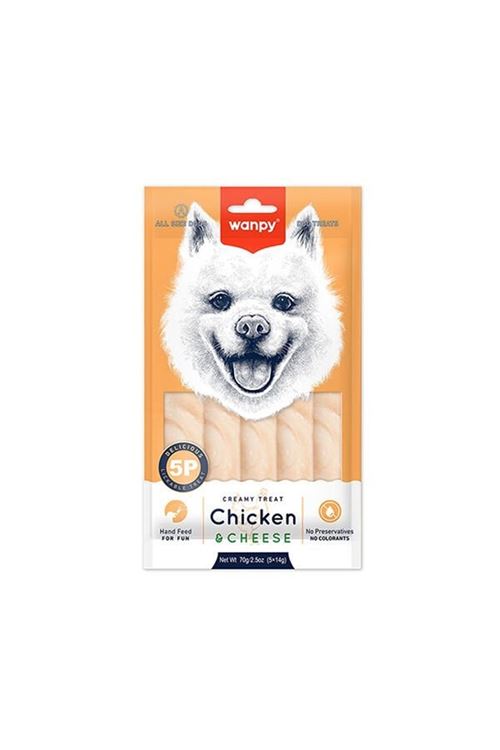 Wanpy Krema Tavuklu ve Peynirli Sıvı Köpek Ödülü 5x14 Gr