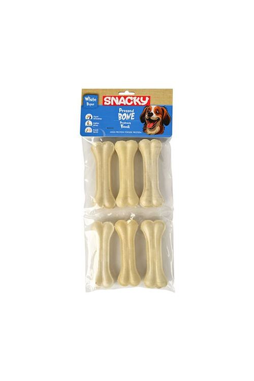 Snacky Beyaz Preslenmiş Yüksek Proteinli Köpek Çiğneme Kemiği 6 Adet 165 Gr