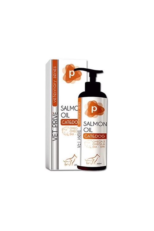 Vet Prive Veterinary Salmon Oil Kedi ve Köpekler için Omega 3 ve Omega 6 Sıvı Desteği 200 Ml