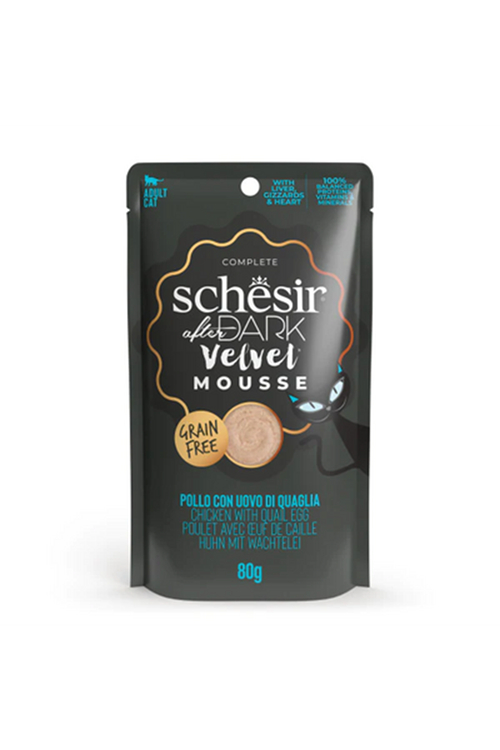 Schesir After Dark Velvet Mousse Tavuklu ve Bıldırcın Yumurtalı Yetişkin Kedi Yaş Maması 80 Gr