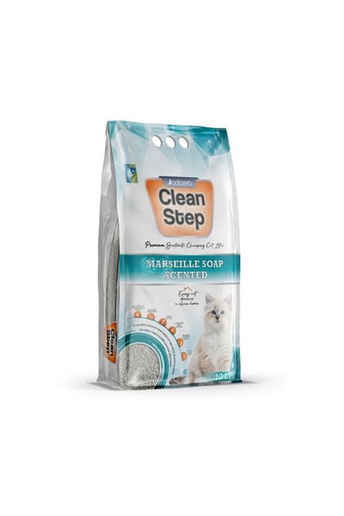 Clean Step  Aktif Karbonlu Marsilla Kokulu İnce Taneli Topaklanan Bentonit Kedi Kumu 5 Lt