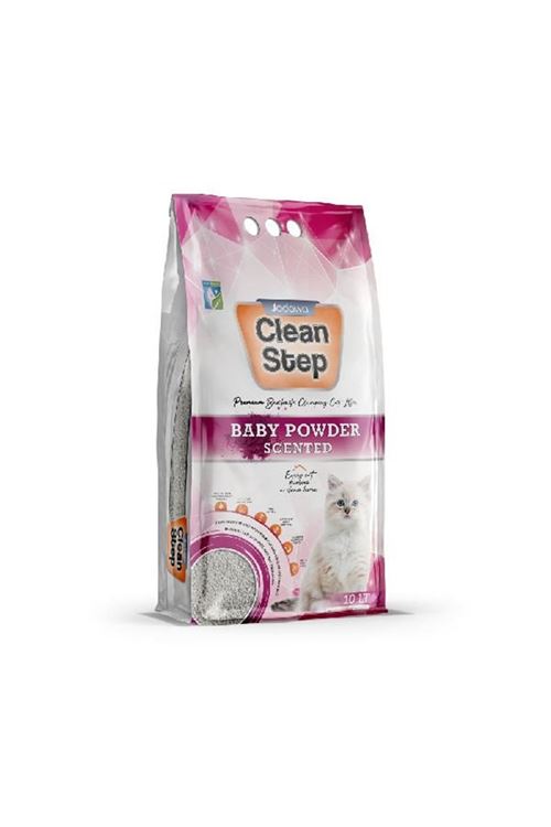 Clean Step  Aktif Karbonlu Bebek Pudralı İnce Taneli Topaklanan Bentonit Kedi Kumu 5 Lt