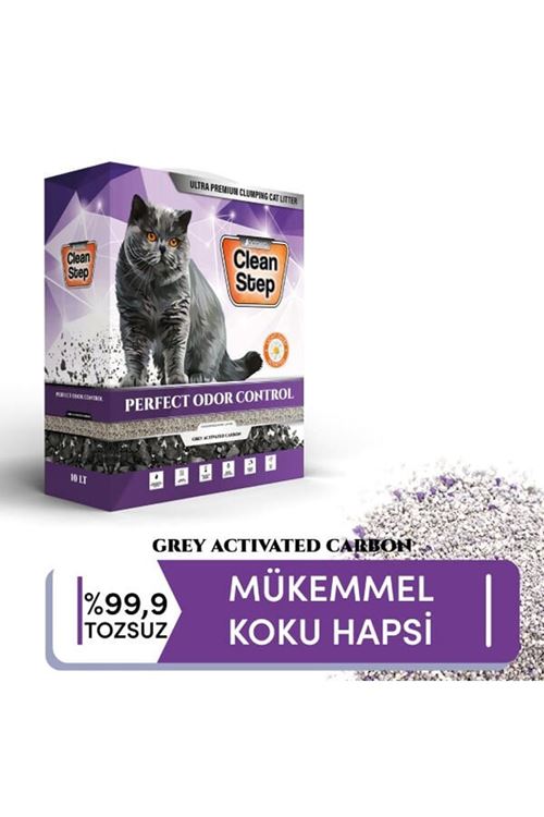 Clean Step Perfect Odor Aktif Karbonlu Papatya Kokulu İnce Taneli Topaklanan Bentonit Kedi Kumu 10 Lt