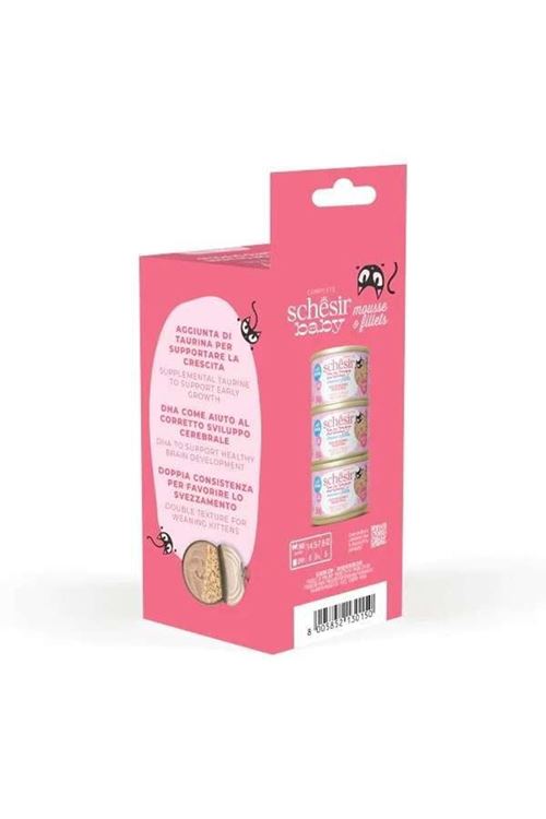 Schesir Baby Cat Somonlu ve Tavuk Ciğerli Yavru Kedi Konservesi 55 Gr 3 Adet