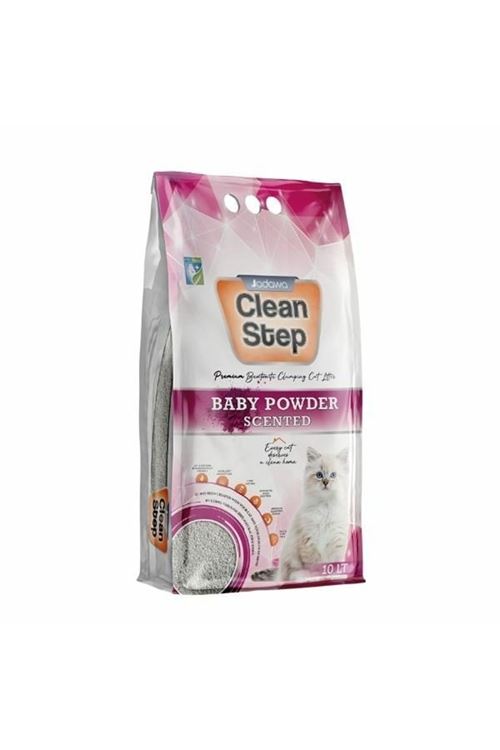 Clean Step  Aktif Karbonlu Bebek Pudralı İnce Taneli Topaklanan Bentonit Kedi Kumu 10 Lt