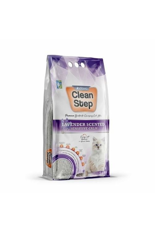 Clean Step  Aktif Karbonlu Lavanta Kokulu İnce Taneli Topaklanan Bentonit Kedi Kumu 5 Lt