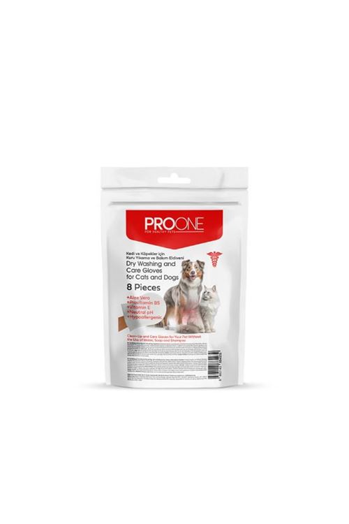 Pro One Kedi ve Köpekler için Kuru Yıkama ve Bakım Eldiveni 8 Adet