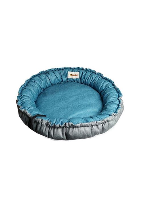 Petzz Sunflower Çift Taraflı Peluş Kedi ve Köpek Yatağı Gri/Mavi 85 Cm