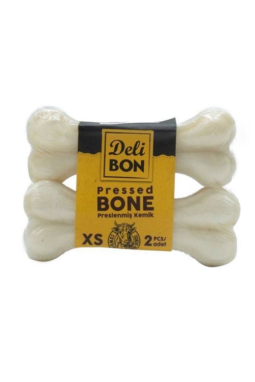 Delibon Deri Pres Vakumlu Kemik Köpek Ödülü Beyaz 7 Cm 2 Adet