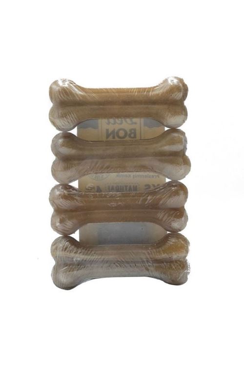 Delibon Deri Pres Vakumlu Kemik Köpek Ödülü Naturel 7 Cm 4 Adet