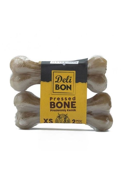 Delibon Deri Pres Vakumlu Kemik Köpek Ödülü Naturel 7 Cm 2 Adet