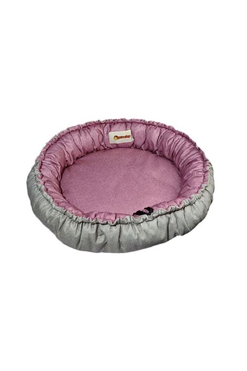 Petzz Sunflower Çift Taraflı Peluş Kedi ve Köpek Yatağı Gri/Pembe 85 Cm