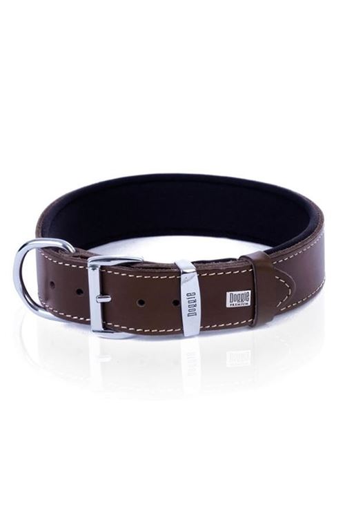 Doggie Konfor Deri Köpek Boyun Tasması Medium Kahverengi 3.5x47-55 Cm