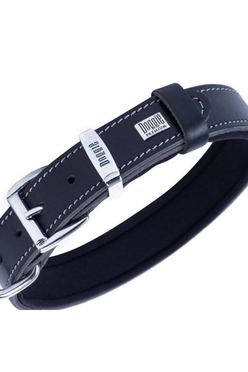 Doggie Konfor Deri Köpek Boyun Tasması Medium Siyah 3x42-50 Cm