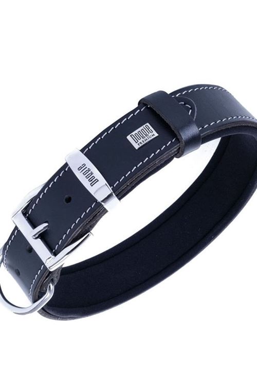 Doggie Konfor Deri Köpek Boyun Tasması Medium Siyah 3.5x52 60 Cm