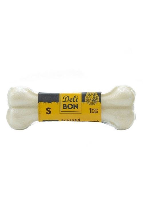 Delibon Deri Pres Vakumlu Kemik Köpek Ödülü Beyaz 12 Cm 1 Adet