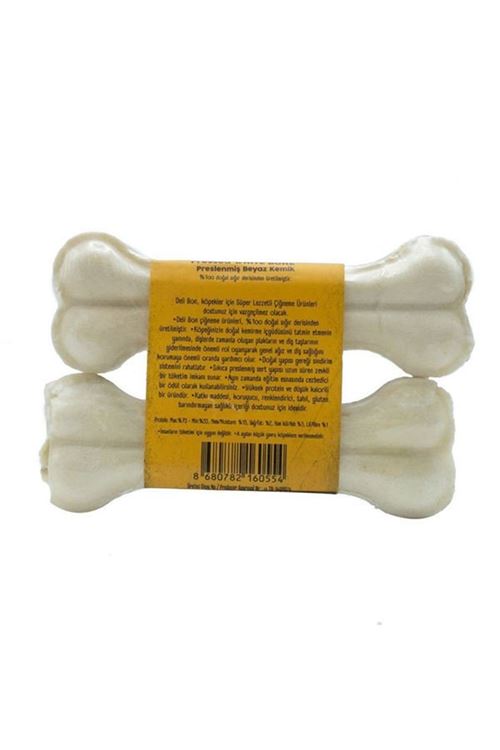Delibon Deri Pres Vakumlu Kemik Köpek Ödülü Beyaz 12 Cm 2 Adet