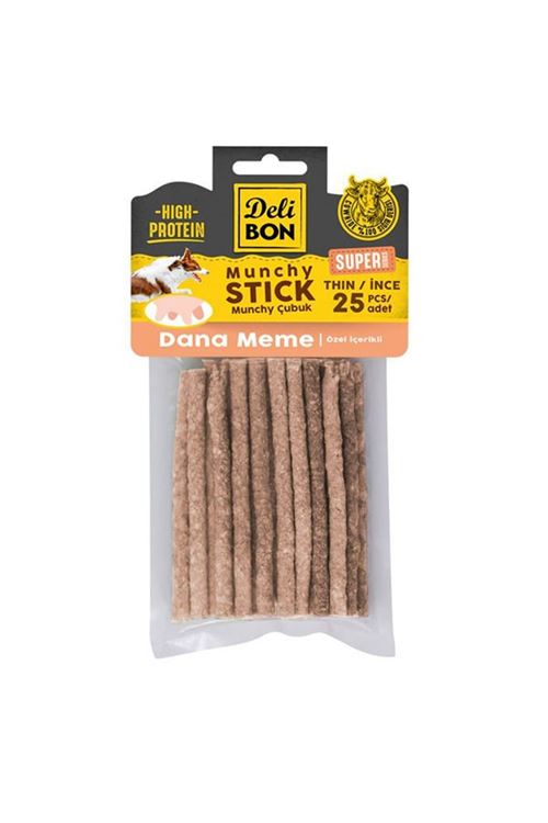 Delibon Süper Munchy Çubuk Dana Memeli Köpek Çiğneme Kemiği İnce 25 Adet