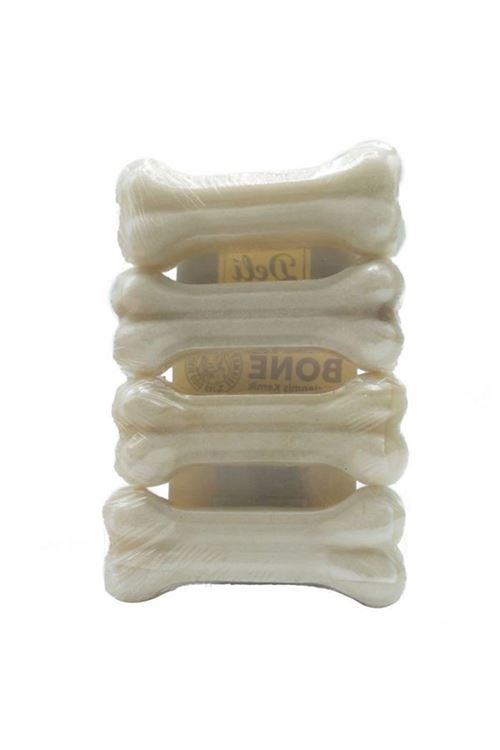 Delibon Deri Pres Vakumlu Kemik Köpek Ödülü Beyaz 7 Cm 4 Adet