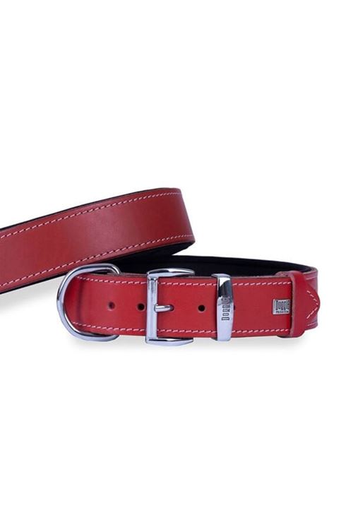 Doggie Konfor Deri Köpek Boyun Tasması Medium Kırmızı 4x52 60 Cm