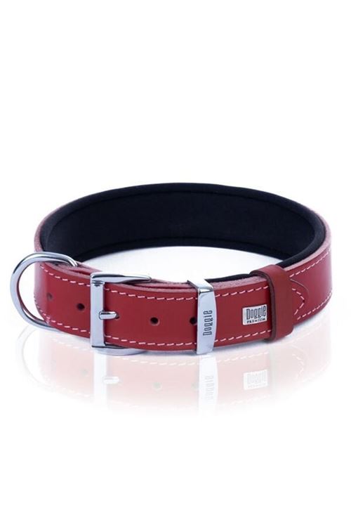 Doggie Konfor Deri Köpek Boyun Tasması Medium Kırmızı 4x52 60 Cm