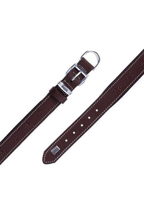 Doggie Comfort Deri Pati Desenli Köpek Boyun Tasması Large Kahverengi 3.5x52-60 Cm