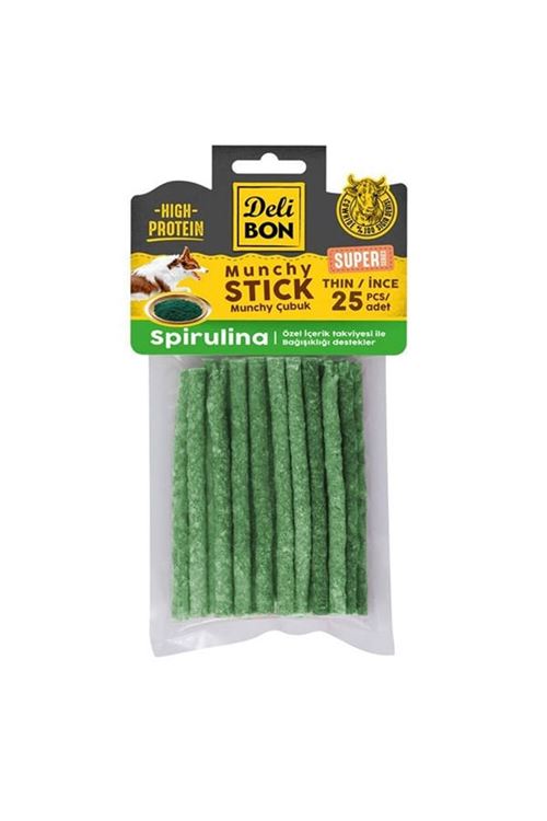 Delibon Süper Munchy Çubuk Spirulinalı Köpek Çiğneme Kemiği İnce 25 Adet