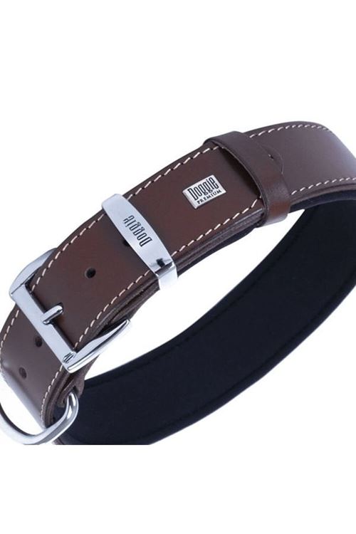 Doggie Konfor Deri Köpek Boyun Tasması Medium Kahverengi 4x52-60 Cm