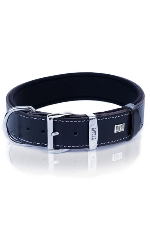 Doggie Konfor Deri Köpek Boyun Tasması Large Siyah 4x57-65 Cm