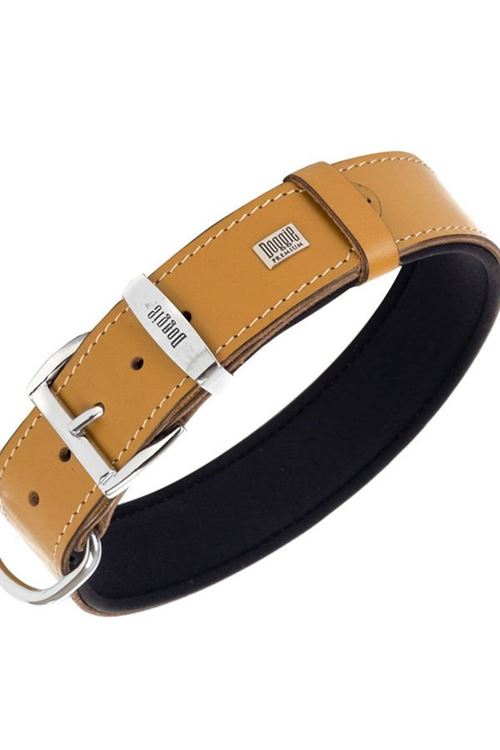 Doggie Comfort Deri Nazar Boncuklu Köpek Boyun Tasması Medium Camel 4x52-60 Cm