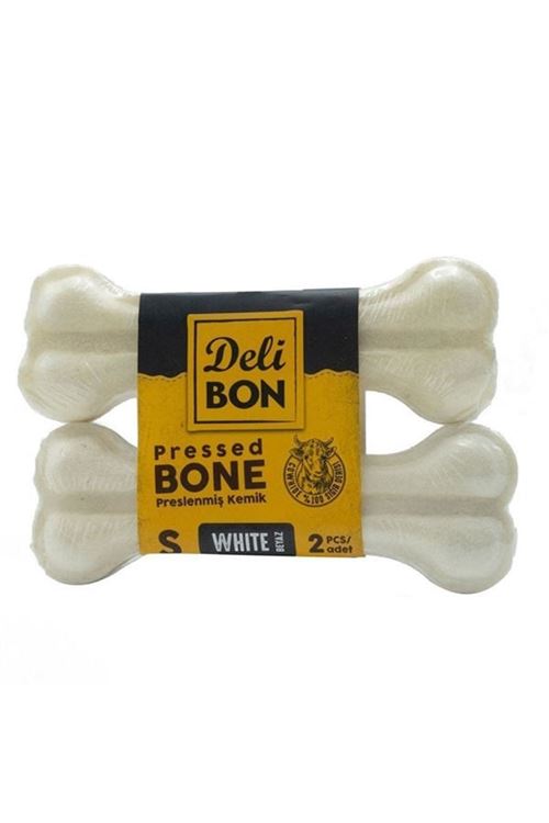 Delibon Deri Pres Vakumlu Kemik Köpek Ödülü Beyaz 12 Cm 2 Adet