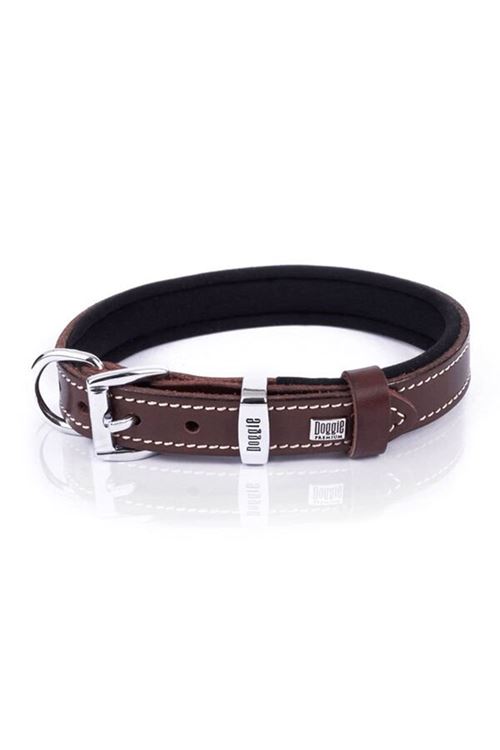 Doggie Comfort Deri Nazar Boncuklu Köpek Boyun Tasması Medium Kahverengi 2x35-40 Cm